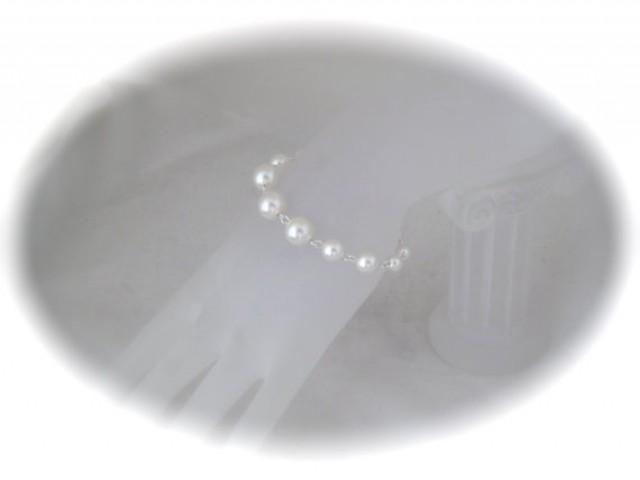 wedding photo - Pearl Bridal Bracelet Wedding Jewelry White Pearl Bracelet Swarovski pearl jewelry