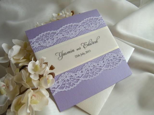 wedding photo - Rustic Wedding Invitation, Lace Wedding Invitation, Gold Wedding Invitation, Purple Invitation