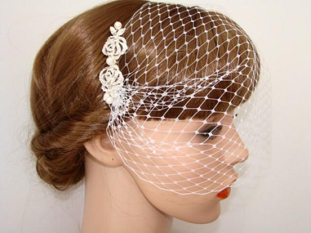 wedding photo - Bridal Hair Comb Birdcage Veil - Wedding Veil Fascinator - Rhinestone Comb Bridal Headpiece Hair Accessories Bridal Veil Hair Piece