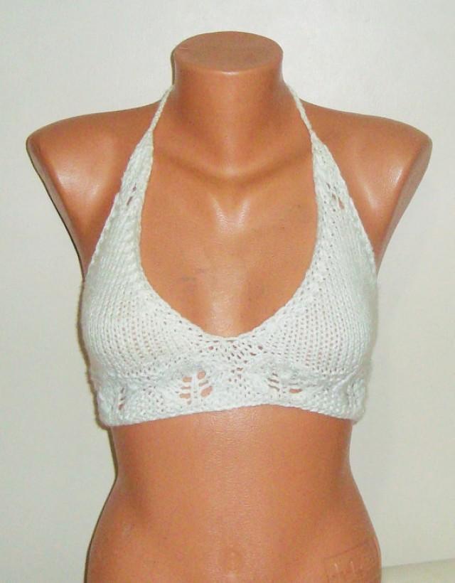 White Knit Bralette Knit Bra Hand Knit Festival Top 2293182 Weddbook