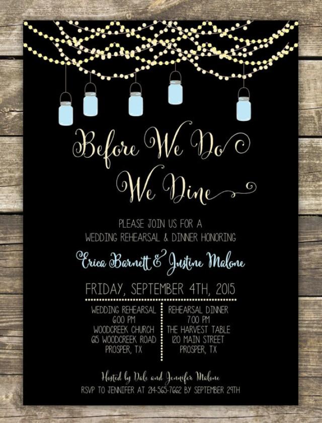 wedding photo - Printed Rehearsal Dinner Invitation - Rustic Wedding Mason Jars and Sparkly Lights -  Wording can be changed