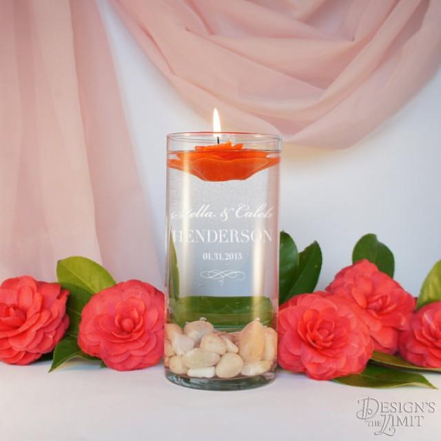 wedding photo - Unity Candle Ceremony with Personalized Couple's Monogram Design Options and Optional Candle and Gift Wrap Options (Each)