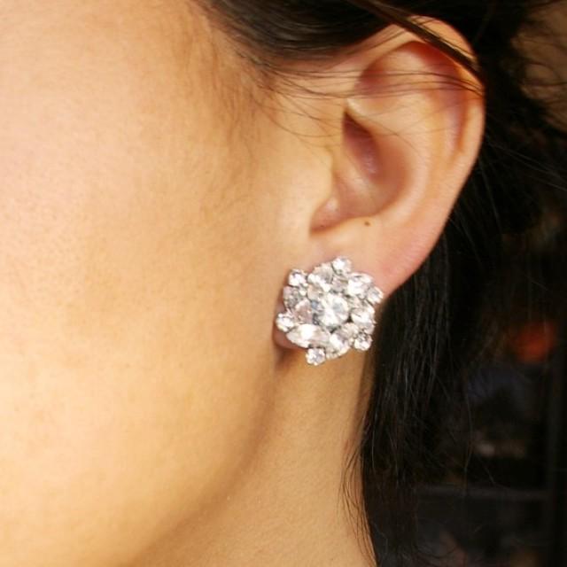 Rhinestone Bridal Stud Earrings, Vintage Inspired Wedding Bridal