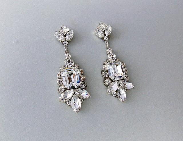 wedding photo - Wedding Earrings - Chandelier Earrings, Gatsby Earrings, Vintage Style, Swarovski Crystals, Art Deco Style, Bridal Earrings - DIANNA