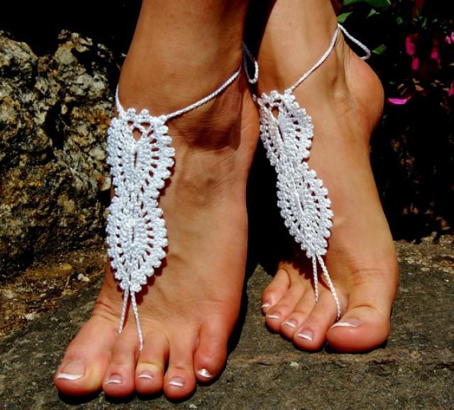 wedding photo - Crochet Barefoot Sandals, Beach Wedding Shoes, Anklet, Wedding Accessories, Nude Shoes, Yoga socks, Foot Jewelry