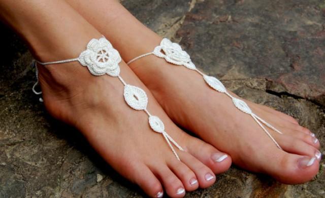 wedding photo - Crochet Beach Wedding Shoes, Crochet Barefoot Sandals, Anklet, Wedding Accessories, Nude Shoes, Yoga socks, Foot Jewelry