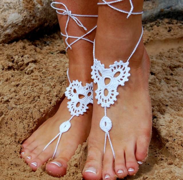 wedding photo - Beach Wedding Shoes, Crochet Barefoot Sandals, Bridal Shoes, Wedding Accessories, Nude Shoes, Yoga socks, Foot Jewelry