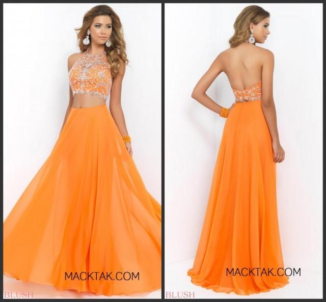 Modest Two Pieces 2015 Cheap Evening Dresses Pageant Backless Chiffon