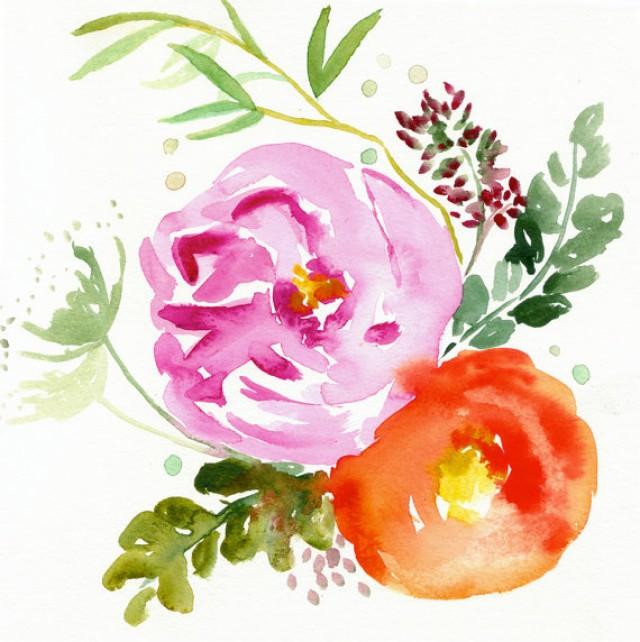 40% Off SALE - Custom Wedding Bouquet Painting - Original Watercolor