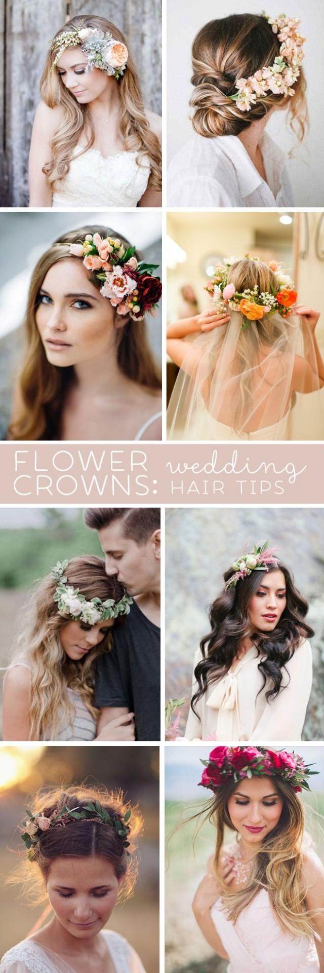 wedding photo - Awesome Wedding Hair Tips For Wearing Flower Crowns!