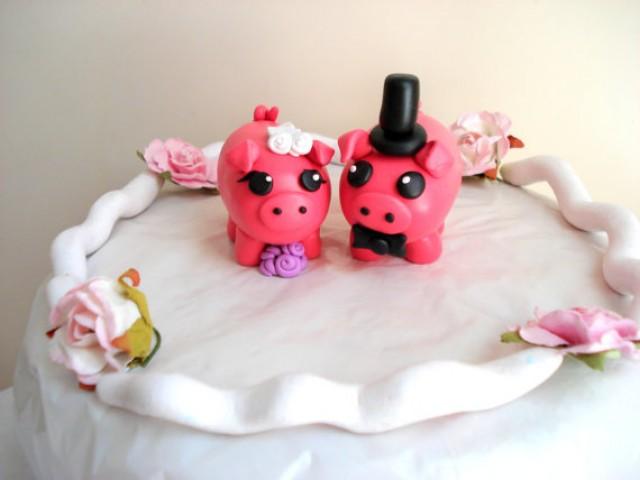 Pig Wedding Cake Topper Bride and Groom Pig Cake Topper Keepsake