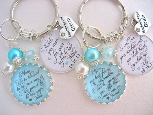 wedding photo - MOTHER of the Bride Gift/Mother of Groom Gift BRIDAL Jewelry love for whole life Beach Wedding TURQUOISE Wedding  Mother in law keychain