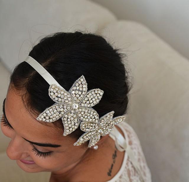 wedding photo - Wedding Headband, Wedding Hair Accessories, Rhinestone Headband, Bridal Headpieces, Bridal Hair Accessories, Accessories, Flower Rhinestone