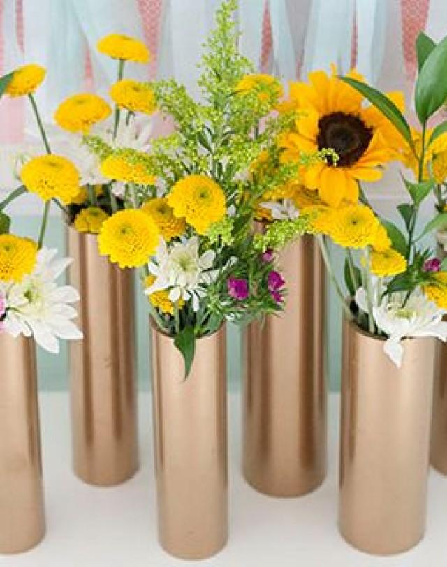 Make A Modern Spring Centerpiece Using Just Gold Spray Paint And PVC