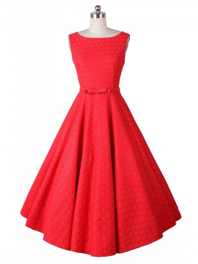 wedding photo - Red Hepburn Style Wedding Dress