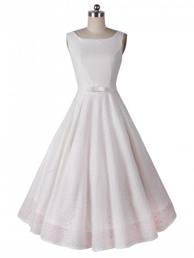 wedding photo - White Hepburn 50s lace wedding dress