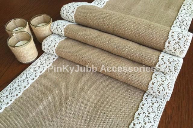burlap  table color runner lace with trim cotton table wedding  runner rustic natural trim