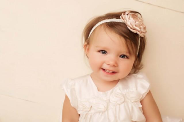 11 New baby headband wedding 682 La Creme Headband    Special Occasion, Baptism, Wedding Headband, Baby   