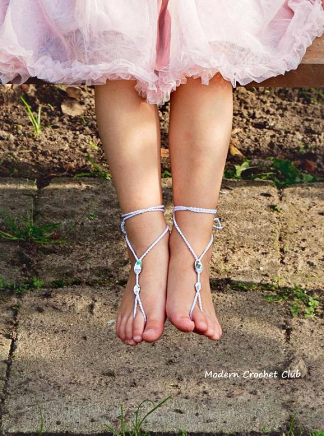wedding photo - Baby TODDLER Barefoot Sandals with CRYSTALLIZED Swarovski Elements,flower girl sandals,beach wedding accessory,flower girl crystal sandals