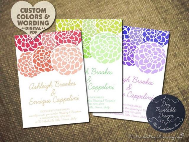 Printable Baby Shower Invitation Design Pdf PEONY DIY Floral Wedding Paper Goods Engagement Birthday Party Bridal Template Rustic Cheap Idea