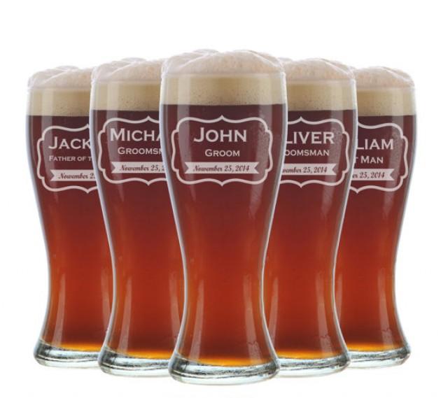 Beer Glasses, Glasses, Custom Engraved Pilsner Glass, Wedding ...