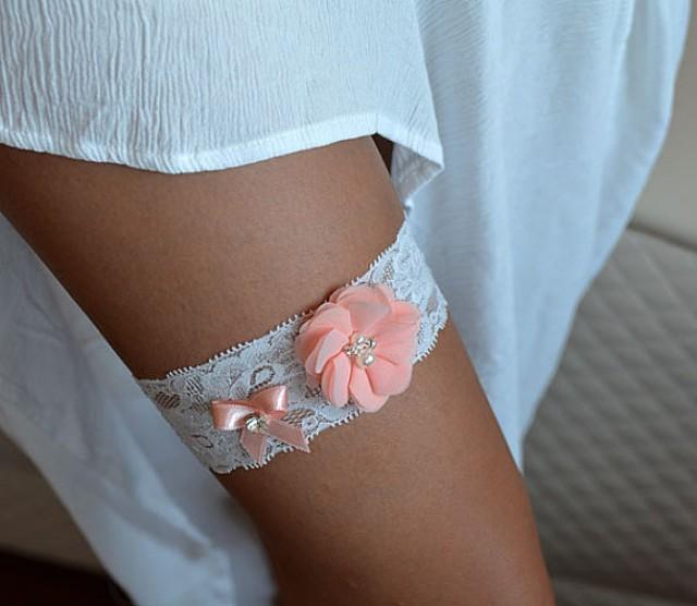 wedding photo - Wedding Garter, Rhinestone and Lace Garter, Single Garter, Cream Lace Garter, Leg garter, Bridal Garter Accessory, Wedding Accessory