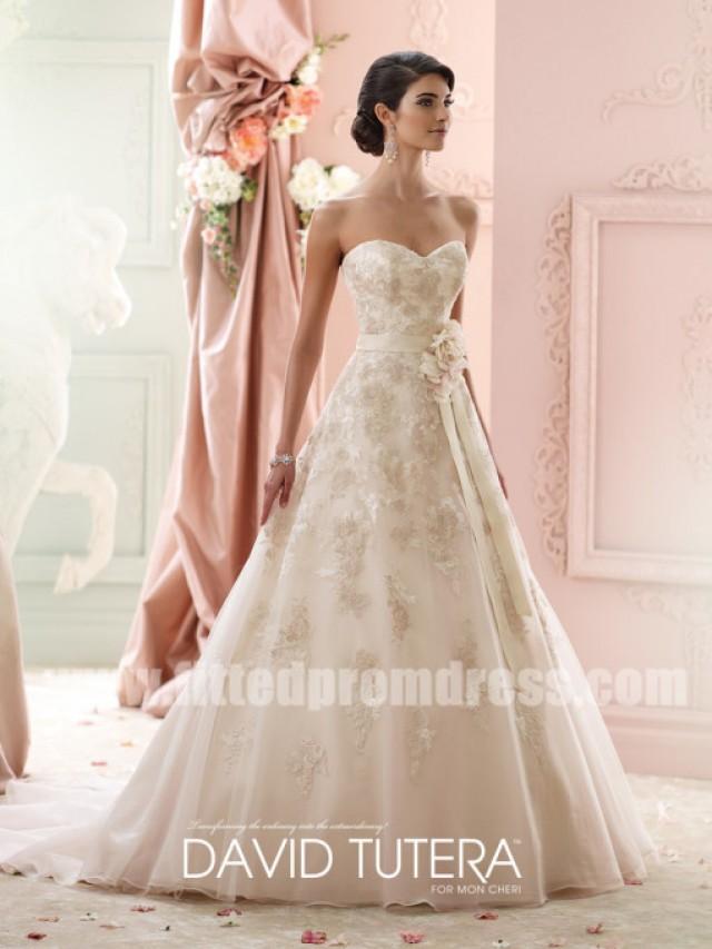 wedding photo - David Tutera for Mon Cheri Style Liesl 215269 Strapless Tulle Wedding Dresses