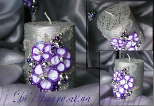 Purple And Silver Wedding Unity Candle From The Collection Art
