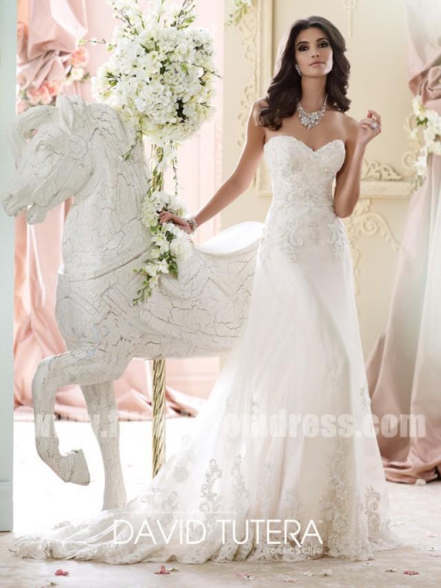 wedding photo - David Tutera for Mon Cheri Style Nala 215267 Beaded Strapless Wedding Dresses