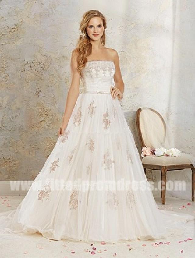 wedding photo - Alfred Angelo 8537 Strapless Lace Applique Wedding Gowns