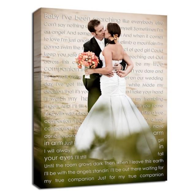 wedding photo - Cotton Anniversary Gift, Personalized Canvas With Photo And Words Love Letters, Your Words Wedding Canvas