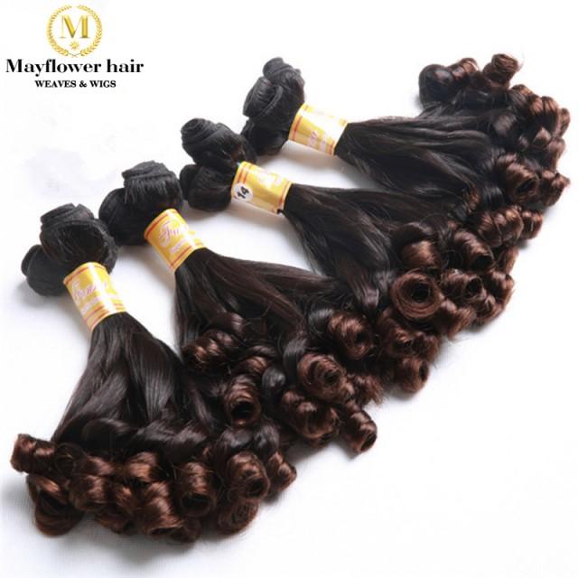 wedding photo - Aunty funmi hair ombre weaves spring curl human hair weft