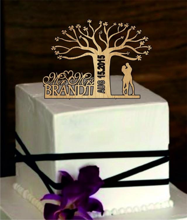 wedding photo - Rustic Wedding Cake Topper - Custom Wedding Cake Topper - Personalized wedding cake topper, Monogram Cake Topper, Bride Groom,Tree of life