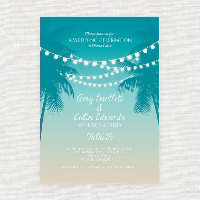 stationery tropical fairy wedding lights lights fairy    digital wedding file invitation beach printable