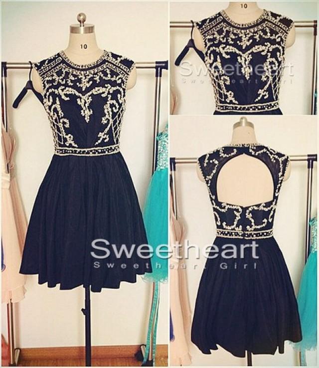 wedding photo - Black A-line Sequin Short Prom Dress, Homecoming Dress from Sweetheart Girl