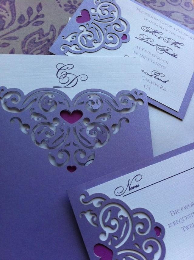wedding photo - Wedding Invitation - Lasercut Sweet Hearts Pocket Sleeve - Personalized