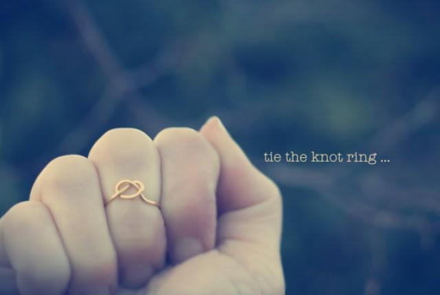 wedding photo - Tie The Knot Ring, Knuckle Ring, Bridesmaid Ring, Gold Love Knot Ring, Infinity Knot Ring, Adjustable Knot Ring
