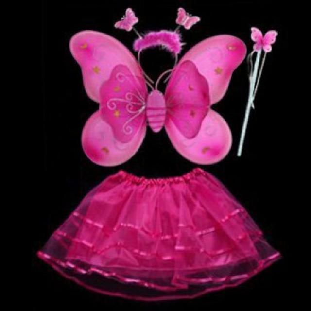 wedding photo - Beautiful Hot Pink Butterfly Wings and Wand for Baby Girls