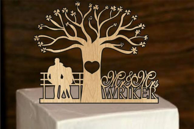wedding photo - Rustic Wedding Cake Topper - Personalized wedding cake topper - Monogram Cake Topper - Tree of life wedding cake topper - Bride and Groom