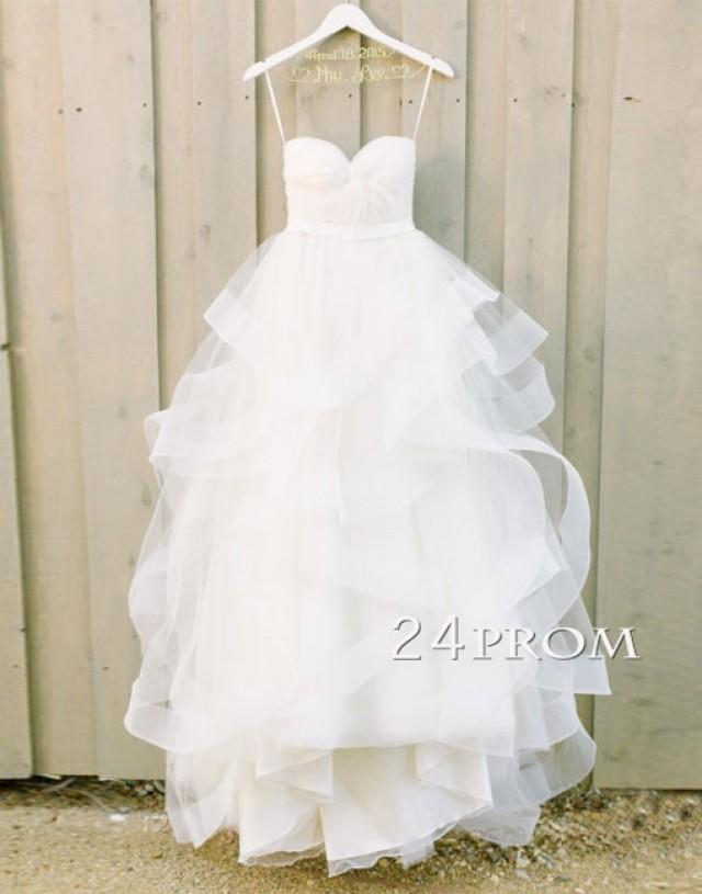 wedding photo - White Sweetheart Tulle Long Wedding Gown,Bridal Dress - 24prom