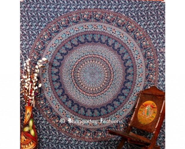 wedding photo - Luxury Blue Twin Boho Beach Tapestry Bedspread