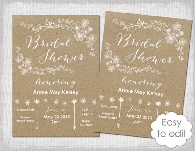 Bridal Shower Invitation Template Rustic Printable Templates Diy Quot Whimsical Kraft Quot Wedding Free Printable Rustic Bridal Shower Invitation Templates