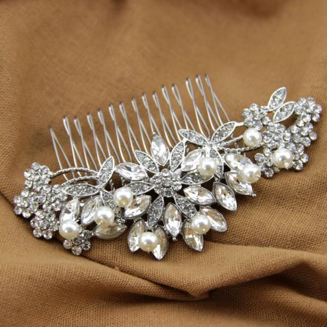 wedding photo - Handmade Crystal Bridal Hair Comb Wired Pearl Headpiece Rhinestone Wedding Jewelry Accessories Wholesale