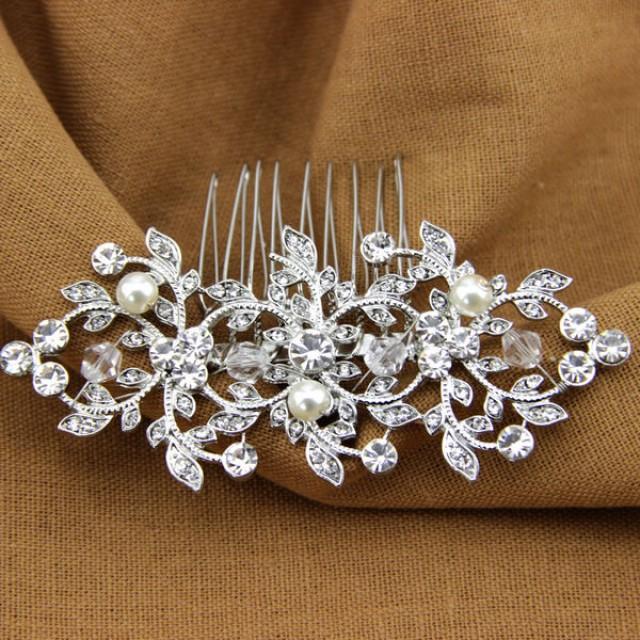 wedding photo - Vintage Art Deco Crystal Bridal Headpiece Handmade Wedding Hairpiece Bride Hair Comb