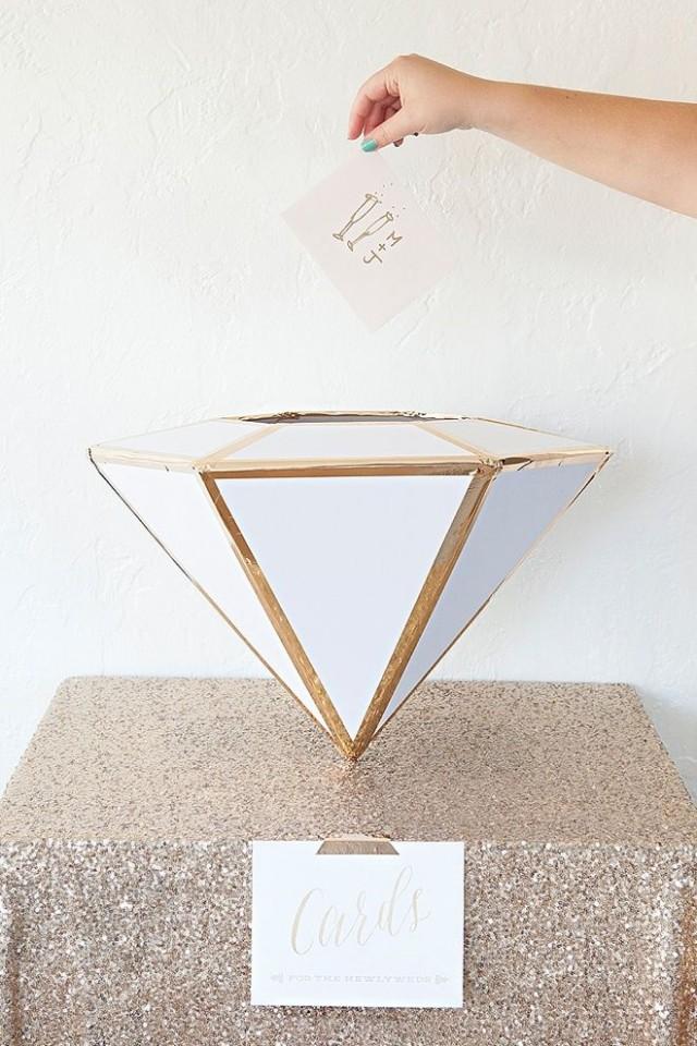 wedding photo - Learn How To Make This Giant, DIY Wedding Card Box Diamond!