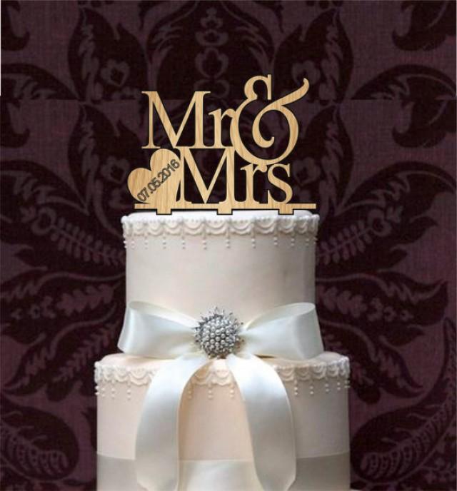 wedding photo - Rustic Mr and mrs Wedding Cake Topper, Monogram wedding cake topper, cake decor, cake decoration