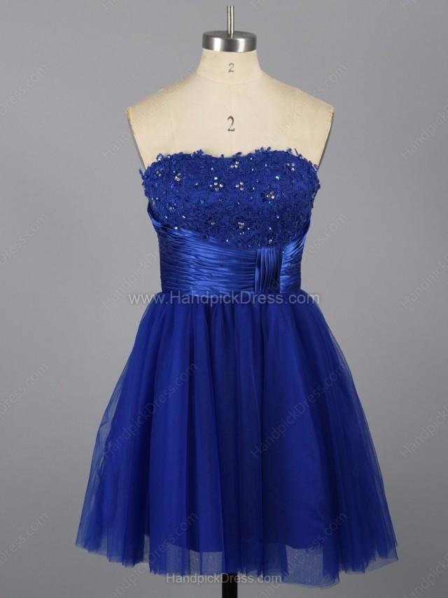 wedding photo - http://www.handpickdress.com/ball-gown-sweetheart-tulle-appliques-lace-short-mini-prom-dresses-186.html