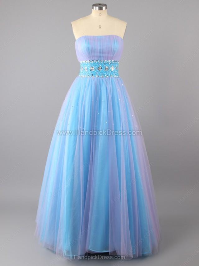 wedding photo - Ball Gown Strapless Organza Beading Floor-length Prom Dresses