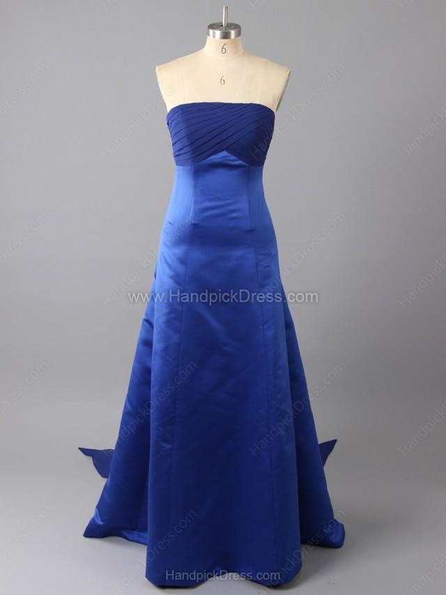 wedding photo - A-line Strapless Satin Ruched Floor-length Bridesmaid Dresses