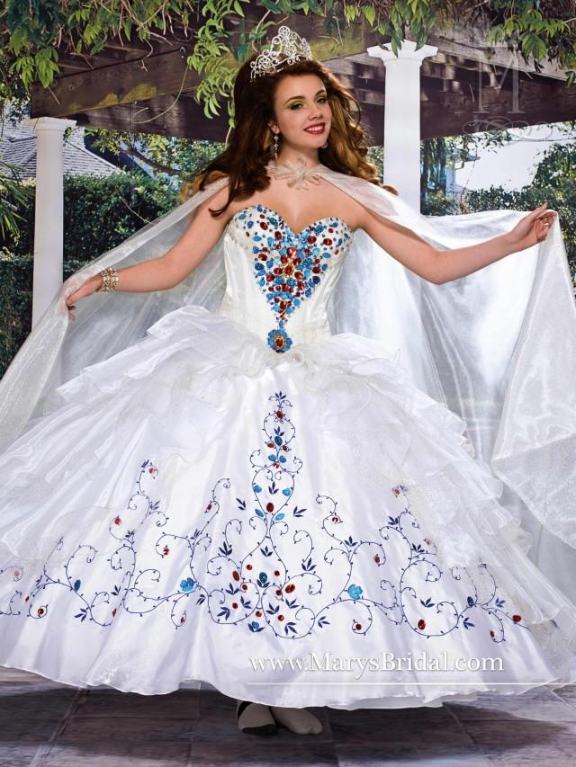 wedding photo - Sparky 2015 Dignity White Quinceanera Dresses Waist Ruffles Cloak Pricess Ball Gowns Bodice Dress